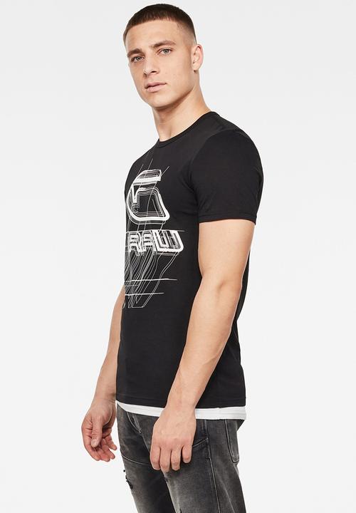 G-STAR - Perspective logo graphic slim fit tee - black