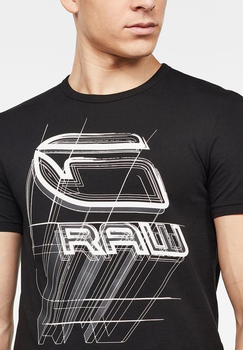 G-STAR - Perspective logo graphic slim fit tee - black