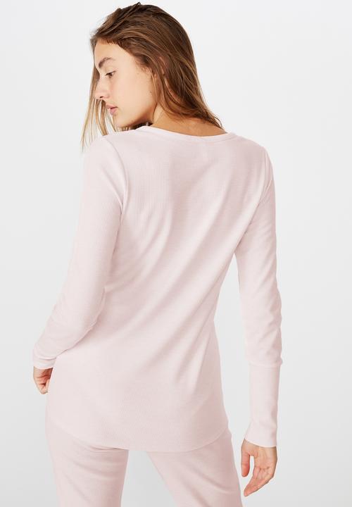 Cotton On - Waffle Henley/long john set - crystal pink marle