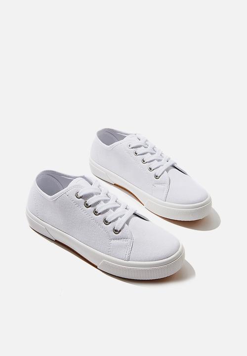 Cotton On - Lisa lace up plimsoll - white