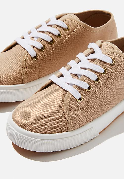 Cotton On - Lisa lace up plimsoll - stone