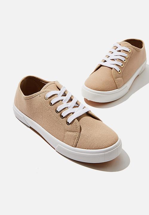 Cotton On - Lisa lace up plimsoll - stone