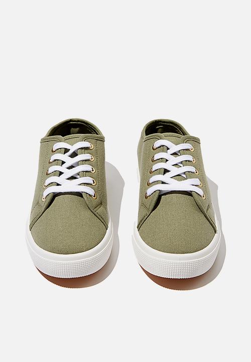 Cotton On - Lisa lace up plimsoll - khaki