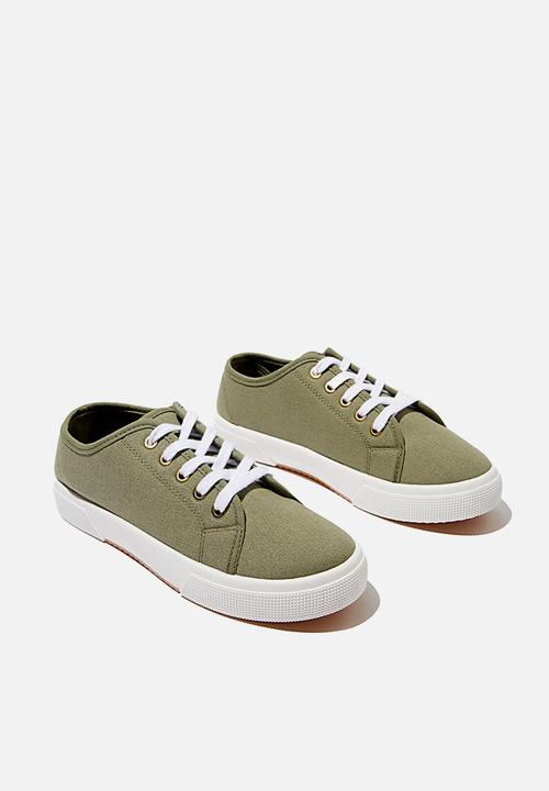Cotton On - Lisa lace up plimsoll - khaki
