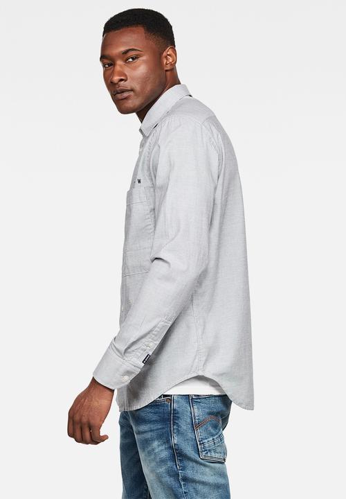 G-STAR - Dowl straight fit long sleeve shirt - white/mazarine blue oxford