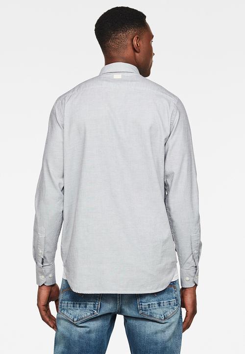 G-STAR - Dowl straight fit long sleeve shirt - white/mazarine blue oxford