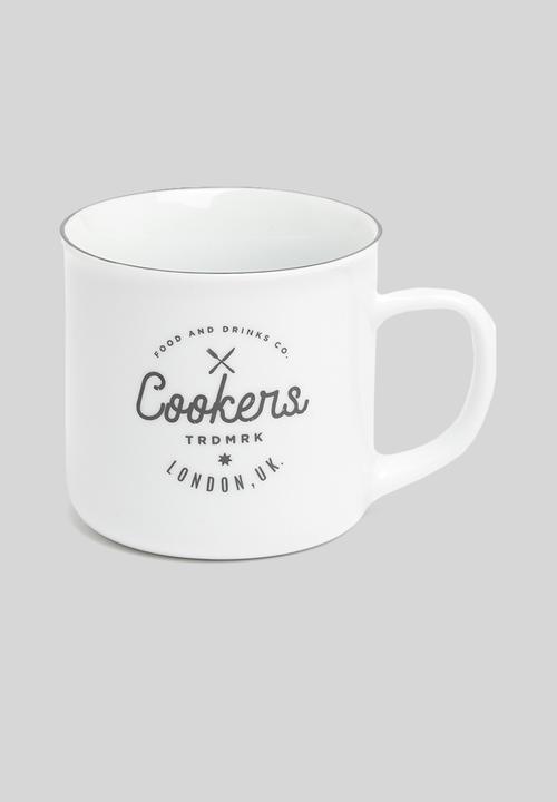 Excellent Houseware - Typo mug set of 3 - black & white