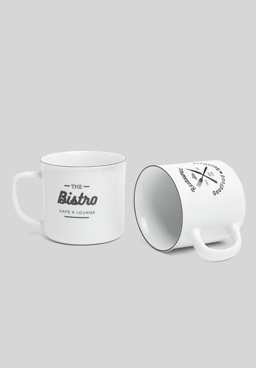 Excellent Houseware - Typo mug set of 3 - black & white