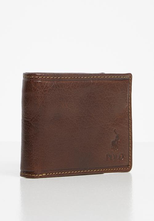 POLO - Hamilton coin billfold with top card flap - brown