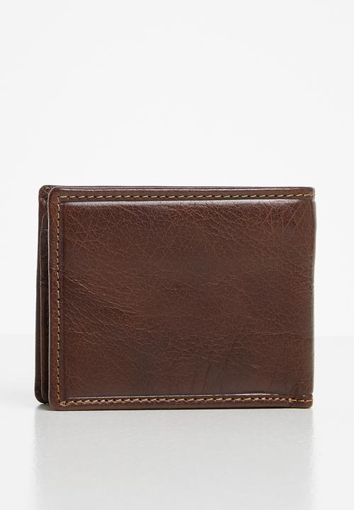 POLO - Hamilton coin billfold with top card flap - brown