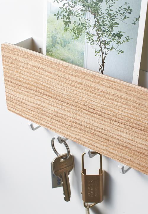 Yamazaki - Rin magnetic key hook with tray - brown & white 