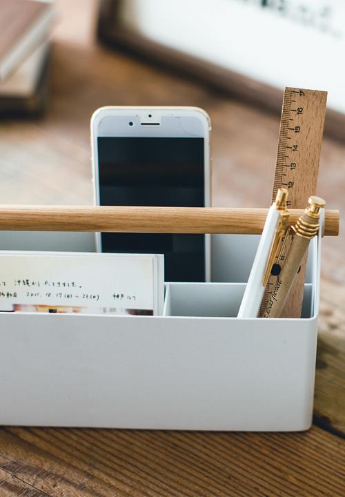 Yamazaki - Tosca pen & letter stand - white & brown 