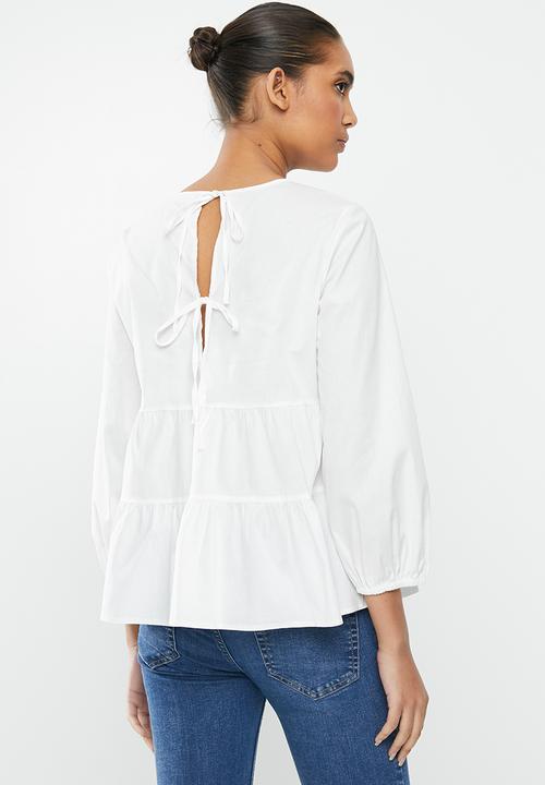 Blake - Tiered top with back detail - white