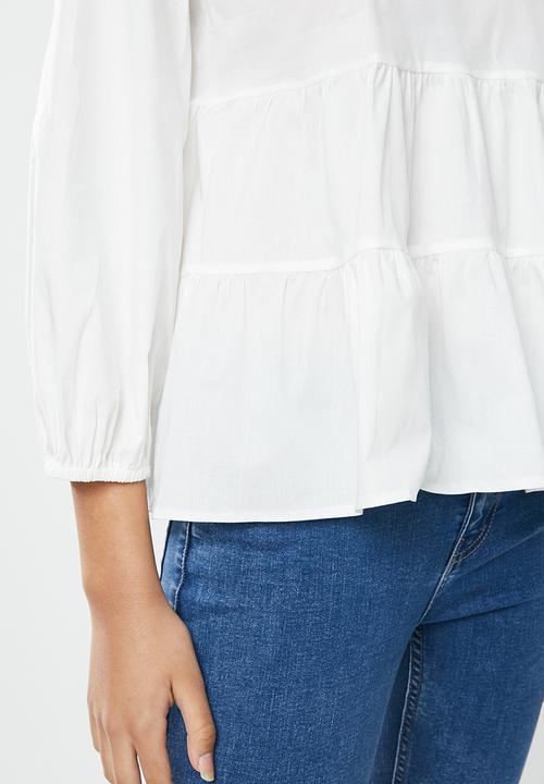 Blake - Tiered top with back detail - white