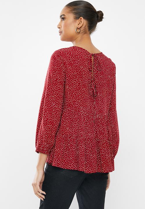 Blake - Tiered top with back detail - red & white