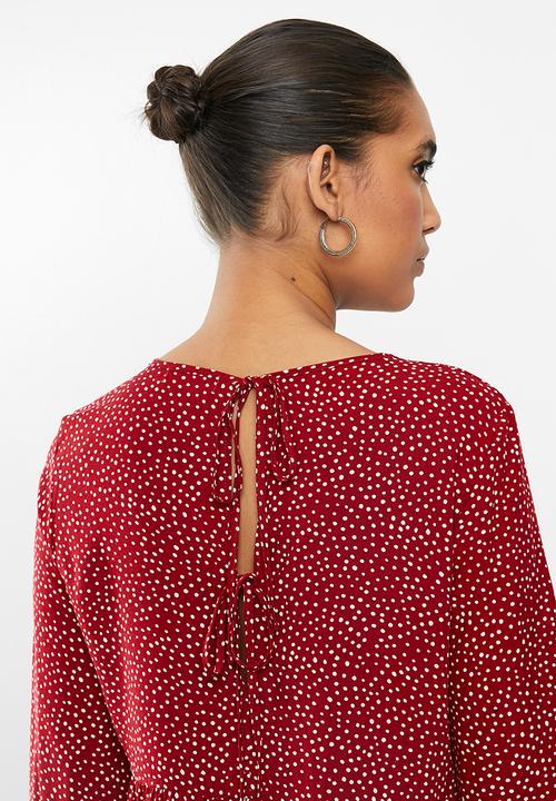 Blake - Tiered top with back detail - red & white