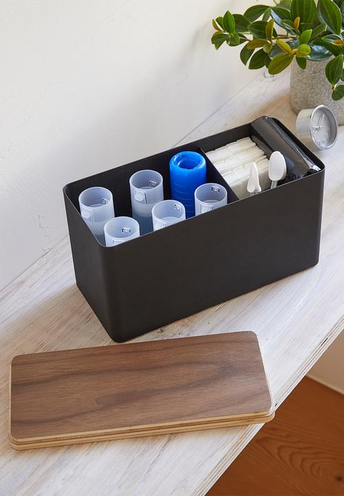 Yamazaki - Rin sanitary storage box - brown & black 