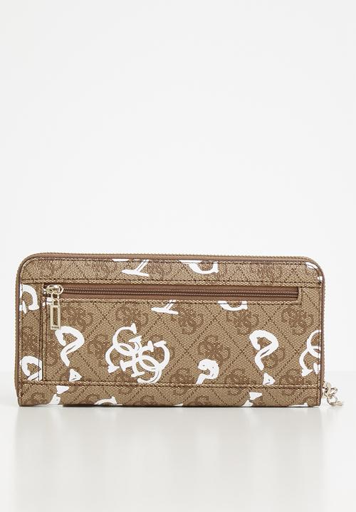 GUESS - Candace large zip around purse - brown & white