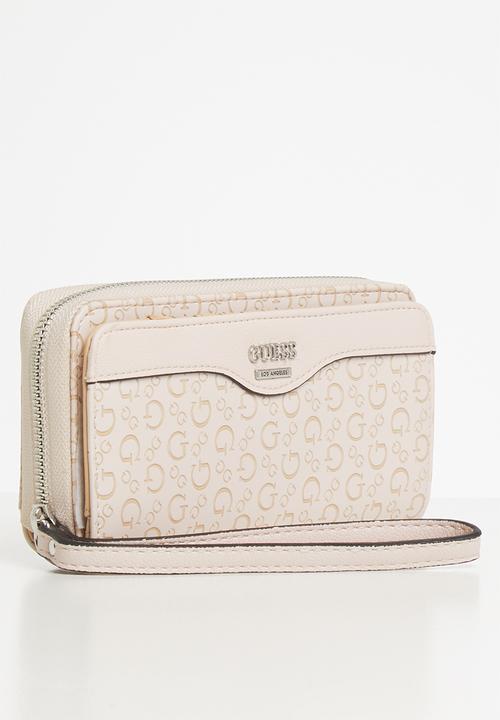 GUESS - Modesto multi zip clutch - blush