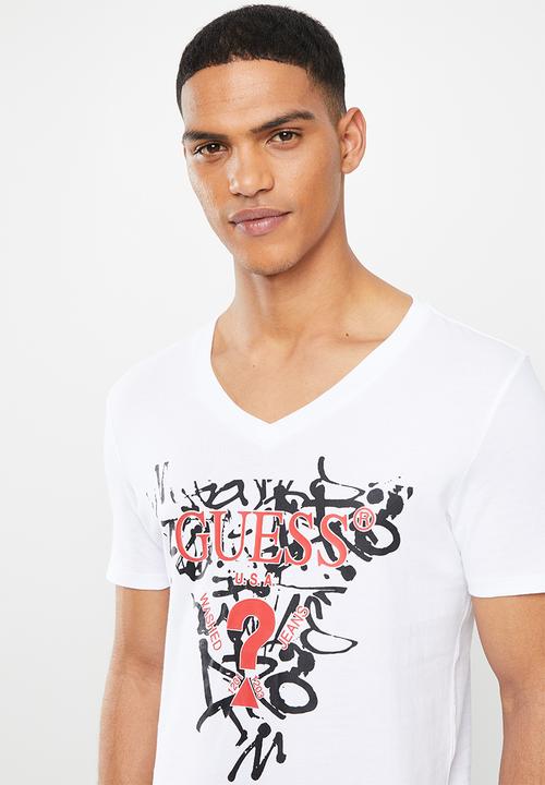 GUESS - Short sleeve guess graffiti tee - white