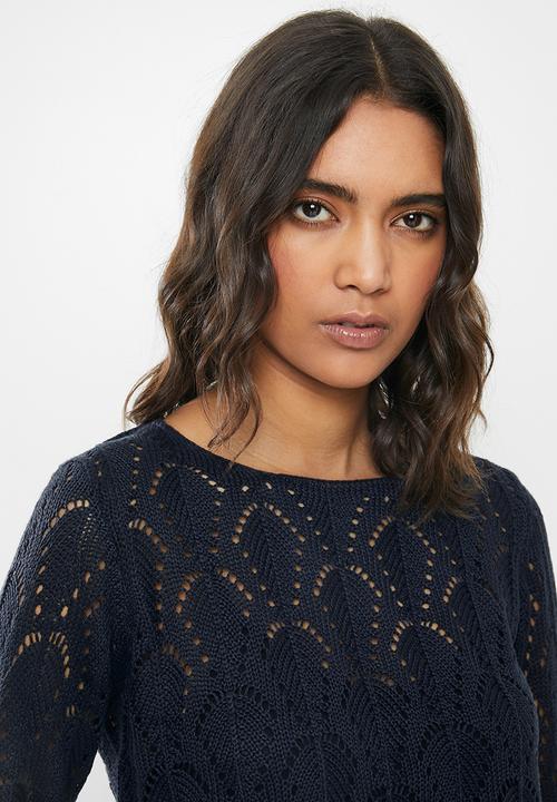 Jacqueline de Yong - Cole cropped pullover knit - navy