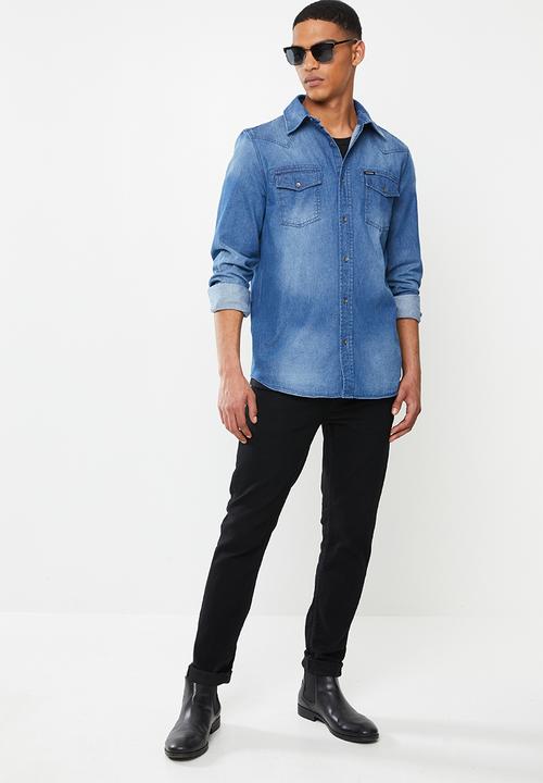 GUESS - Dark wash demin shirt - blue