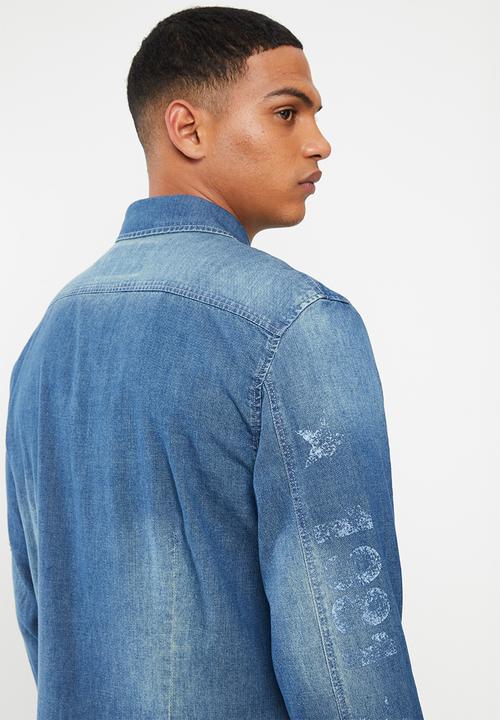 GUESS - Slim fit denim shirt - blue