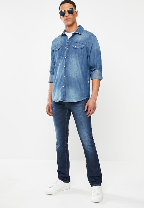 GUESS - Slim fit denim shirt - blue