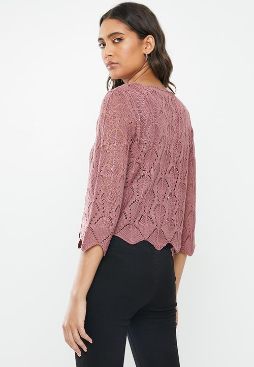 Jacqueline de Yong - Cole cropped pullover knit - mauve