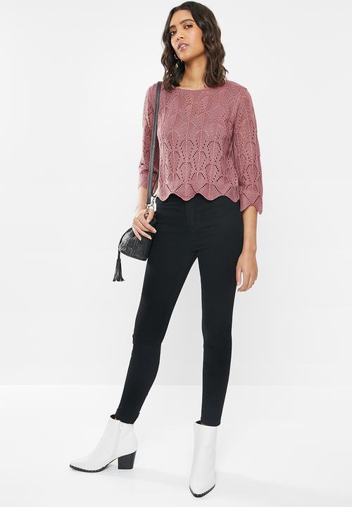 Jacqueline de Yong - Cole cropped pullover knit - mauve