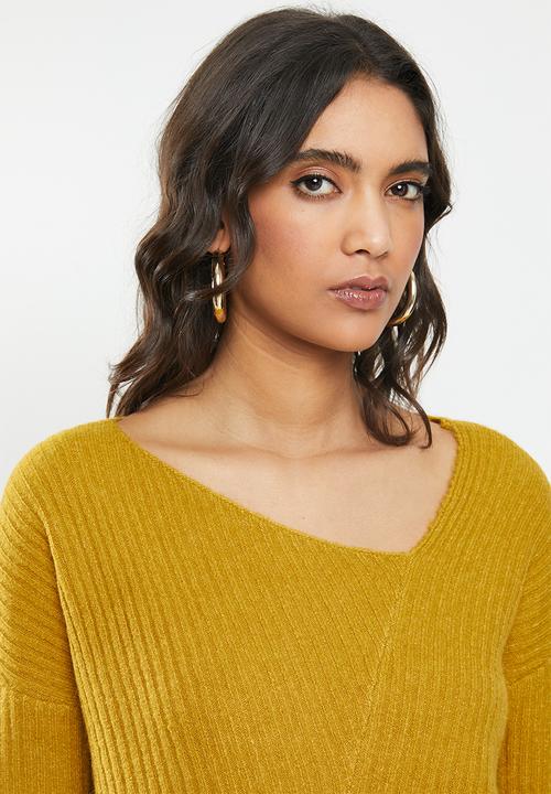 GUESS - Long sleeve Alivia rib asymetrical sweater - yellow