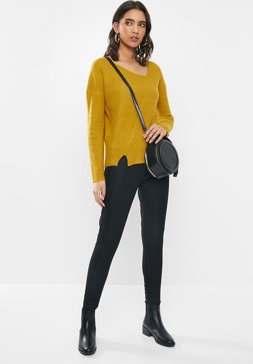 GUESS - Long sleeve Alivia rib asymetrical sweater - yellow