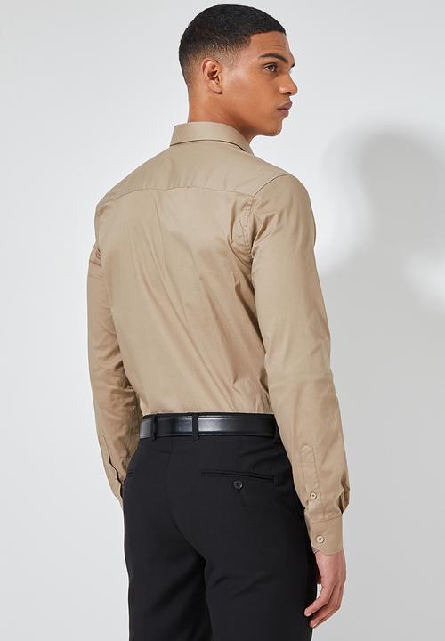 Superbalist - Jos slim fit long sleeve shirt - stone