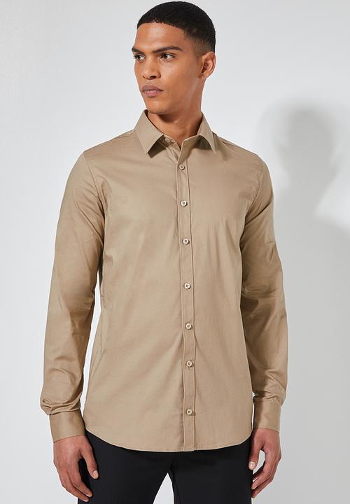 Superbalist - Jos slim fit long sleeve shirt - stone