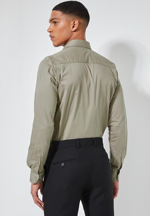 Superbalist - Jos slim fit long sleeve shirt - khaki