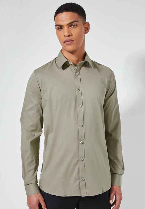 Superbalist - Jos slim fit long sleeve shirt - khaki