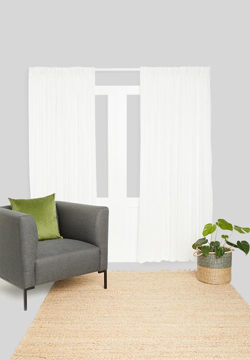 Sixth Floor - Textured sheer taped curtain - white