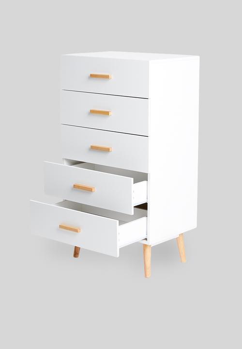 Sixth Floor - Alva 5 drawer storage - white 