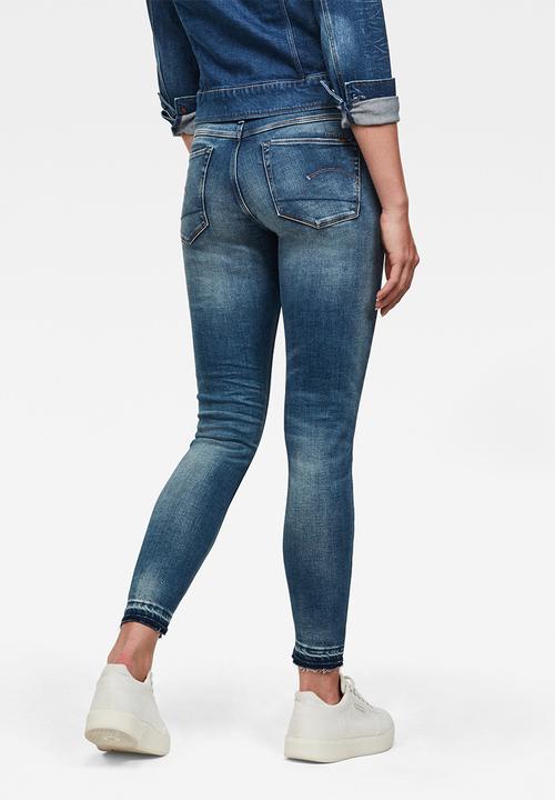 G-STAR - 3301 mid skinny  ankle - faded azurite