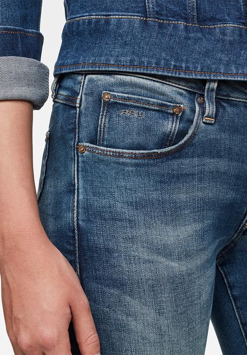 G-STAR - 3301 mid skinny  ankle - faded azurite