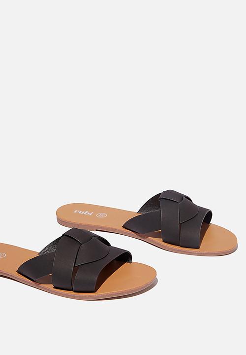 Cotton On - Luna interlock slide - black 