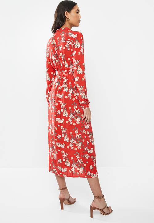 Vero Moda - Simply easy long sleeve long shirt dress - goji berry