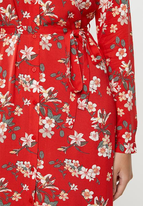 Vero Moda - Simply easy long sleeve long shirt dress - goji berry