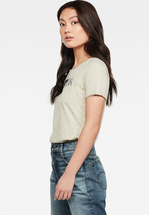 G-STAR - G-star mysid optic slim short sleeve tee - grey vintage/lime neon