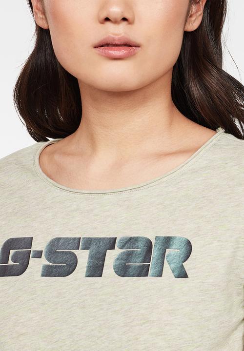 G-STAR - G-star mysid optic slim short sleeve tee - grey vintage/lime neon