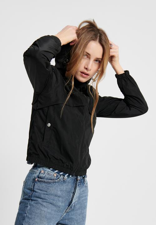 Jacqueline de Yong - Reach hood jacket treats - black