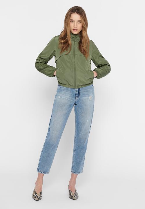 Jacqueline de Yong - Reach hood jacket treats - khaki