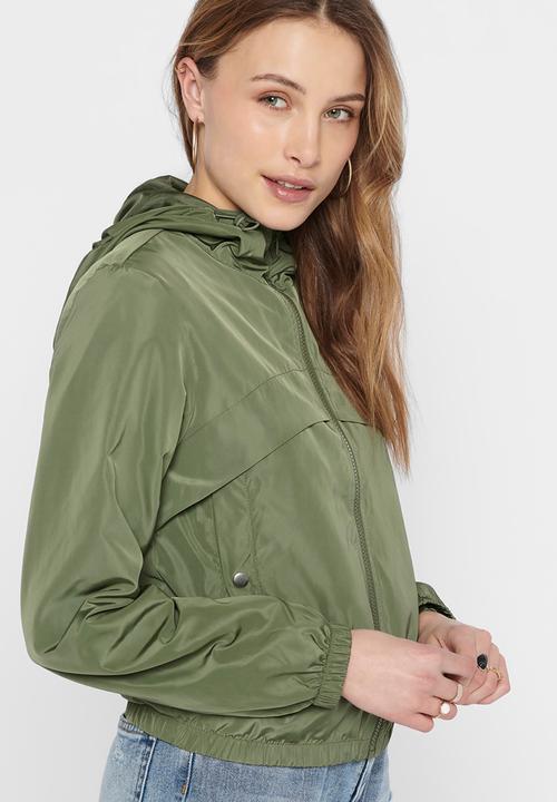 Jacqueline de Yong - Reach hood jacket treats - khaki