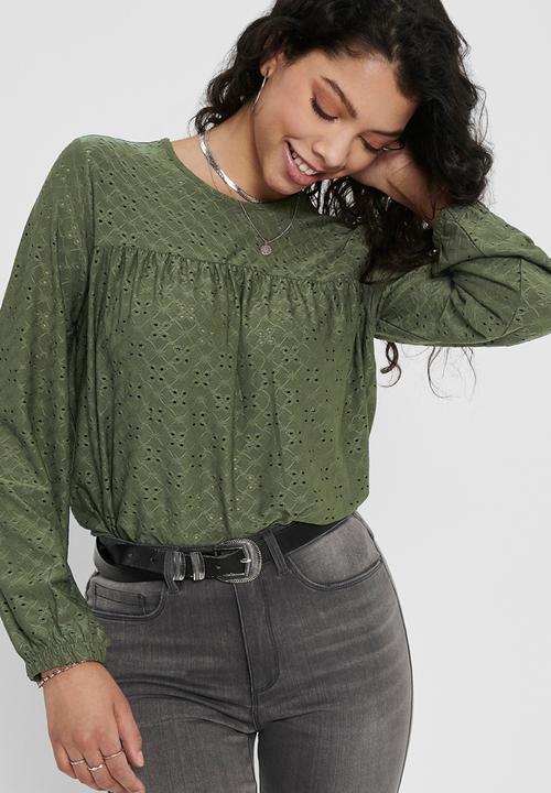 Jacqueline de Yong - Cathinka long sleeve top - khaki