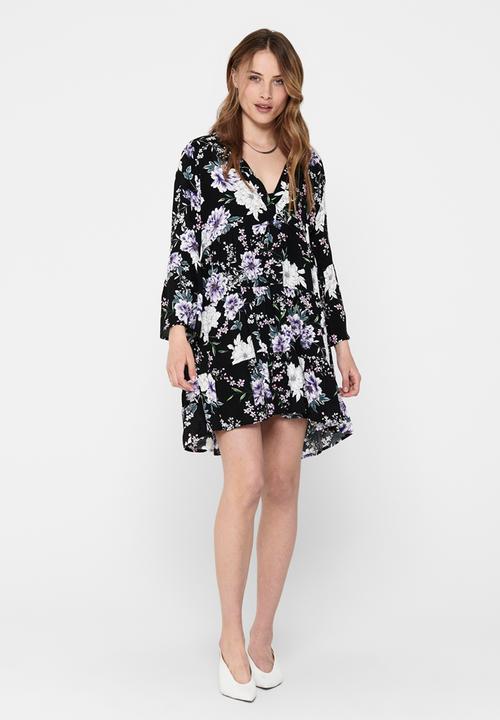 Jacqueline de Yong - Starr life 7/8 v-neck short dress - black